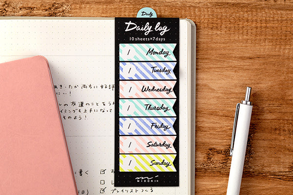 Midori Sticky Note-Daily Log Rainbow Pattern - Smidapaper Ikigai Shop