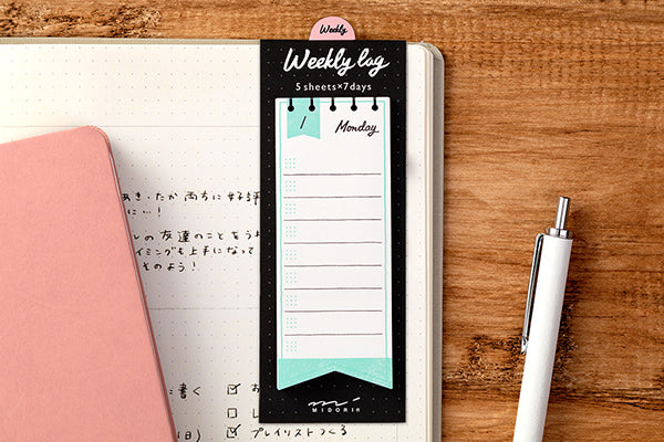 Midori Sticky Note-Weekly Log Colourful Ribbon - Smidapaper Ikigai Shop