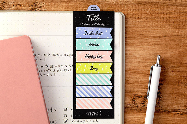 Midori Sticky Note-Title Colourful Ribbon - Smidapaper Ikigai Shop