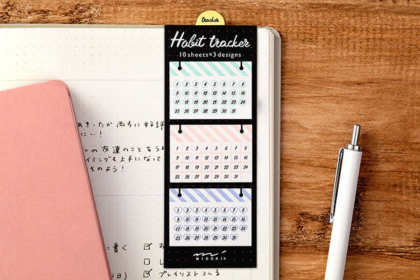 Midori Sticky Note-Habit Tracker Stripes - Smidapaper Ikigai Shop