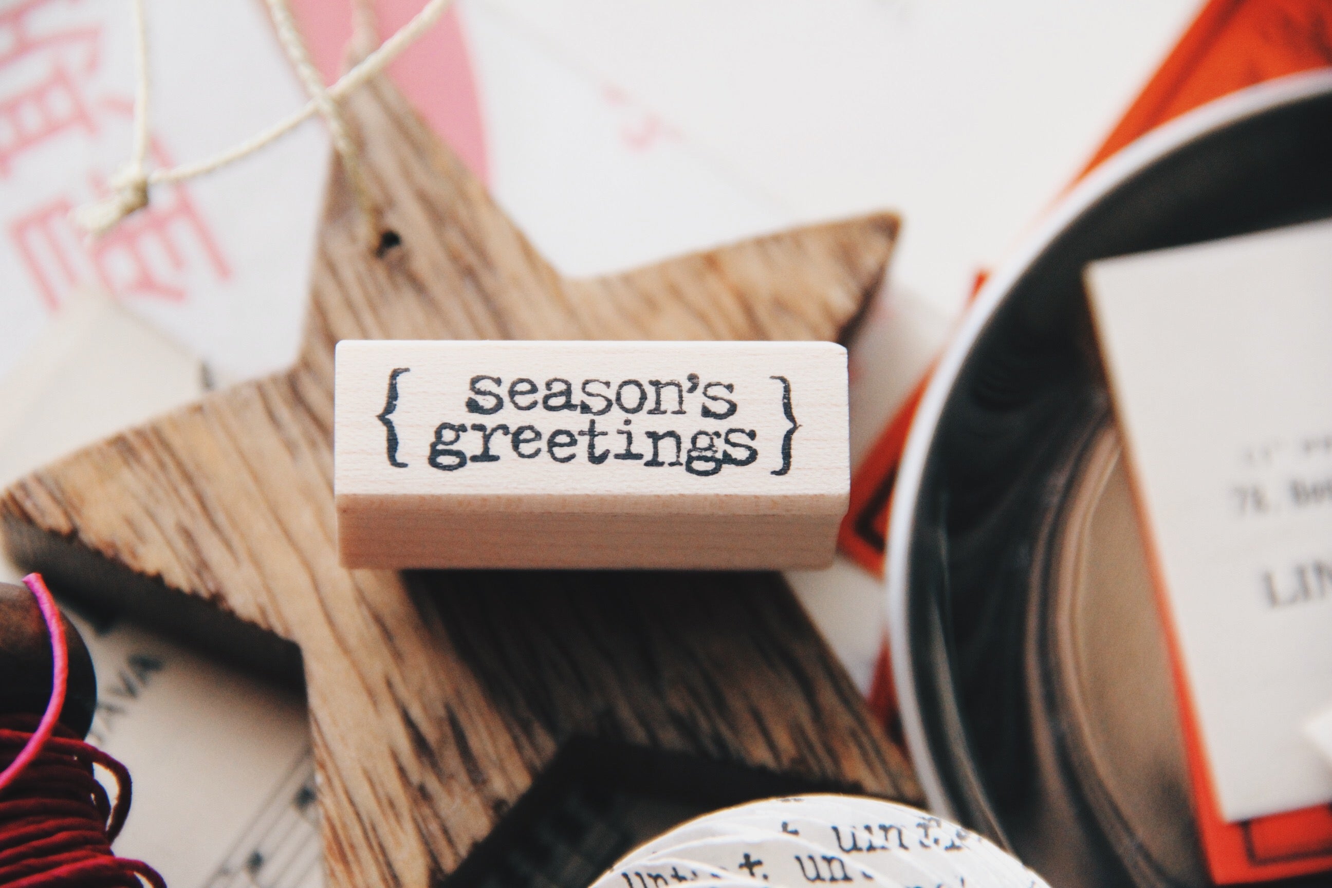 Catslife Press Season's Greetings Rubber Stamp - Smidapaper Ikigai Shop