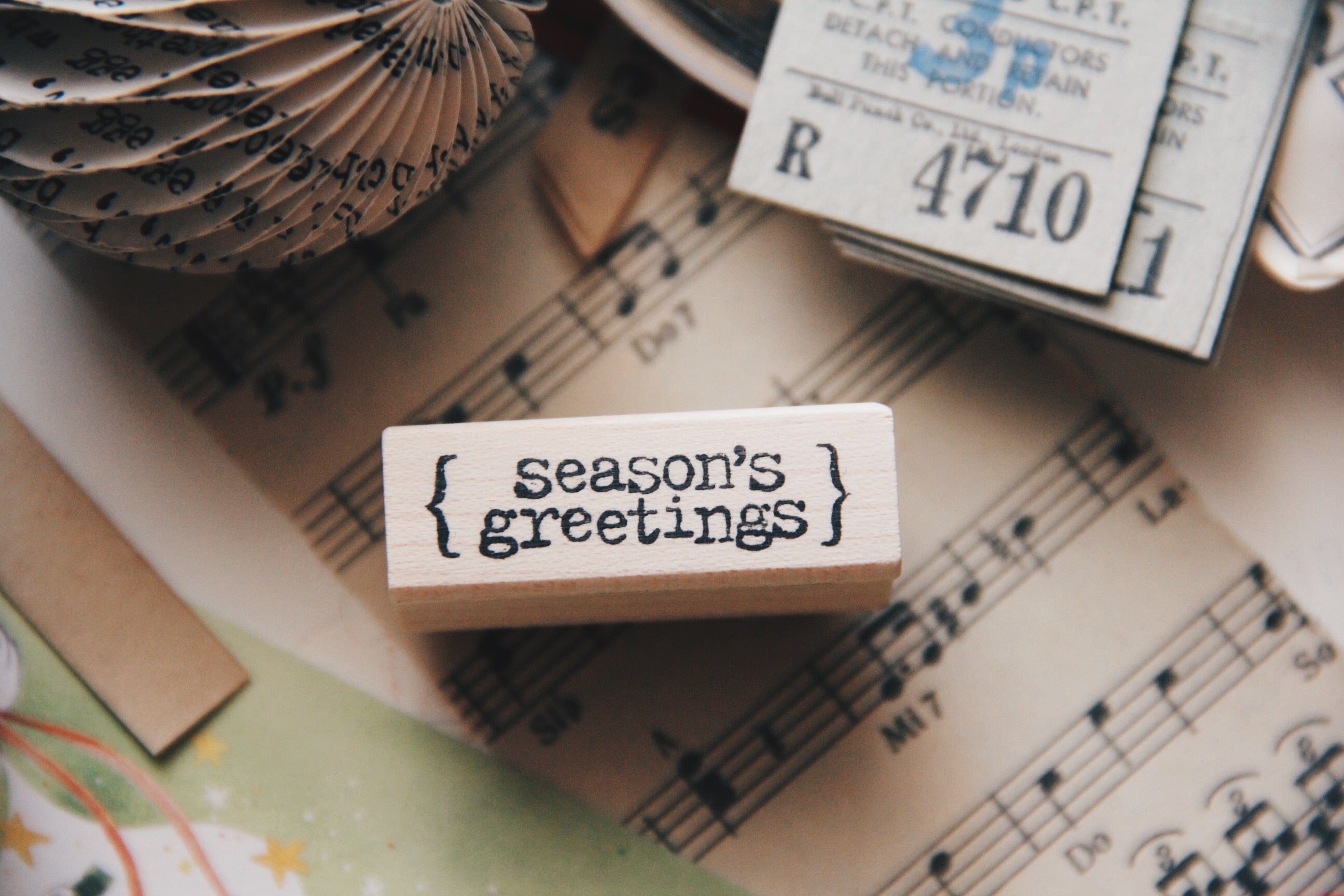 Catslife Press Season's Greetings Rubber Stamp - Smidapaper Ikigai Shop