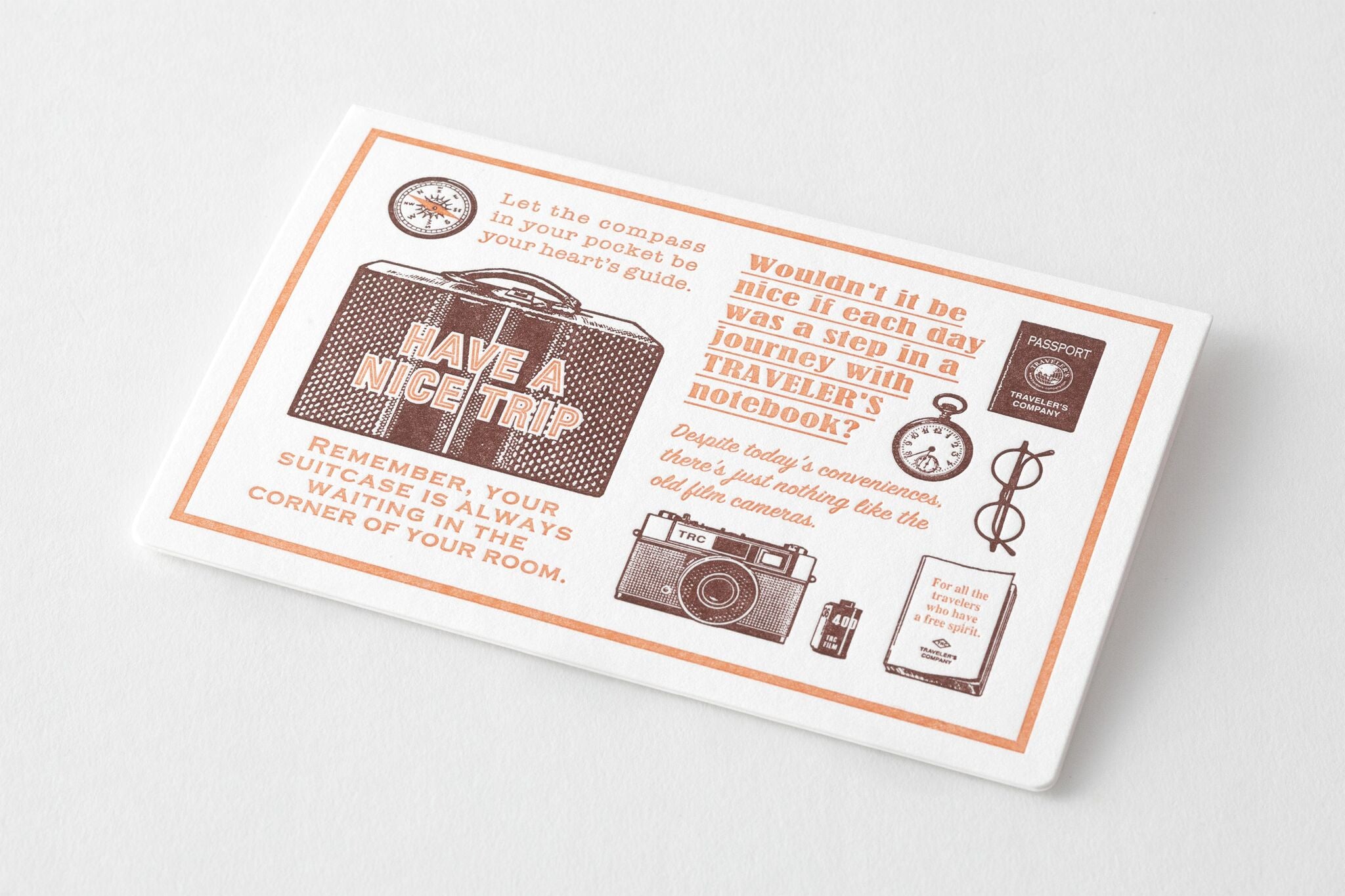Traveler's Factory Travel Tools Letterpress Greeting Card Brown - Smidapaper Ikigai Shop