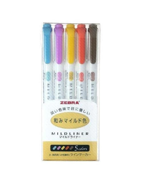 Zebra Mildliner 5 Piece Set - Smidapaper Ikigai Shop
