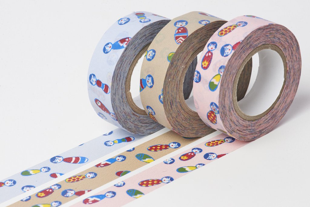 Classiky x Yonagado: Kokeshi Chan Blue Washi Tape (15mm x 15m) - Smidapaper Ikigai Shop